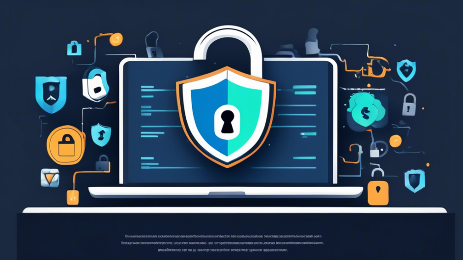 Create an image of a professional website with a reassuring and secure atmosphere. The website shows features like a lock icon on the address bar, privacy settings options, encrypted data symbols, and a privacy policy link. The scene conveys a sense of safety, trust, and modernity, with a background showcasing elements like a shield and a padlock to symbolize security. The colors should be calm and professional, like blue and white, to evoke trust and reliability.