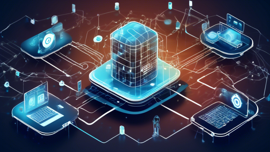 Create an image that depicts the concept of security and privacy in the Internet of Things (IoT). Show a network of interconnected smart devices like smart home appliances, wearable tech, and industrial sensors, all linked by a web of lines symbolizing data connections. Overlay the image with elements of digital security, such as padlocks, shields, and binary code. Highlight the importance of protection through visuals of encryption symbols and guarded gateways. Use a modern, tech-themed color palette.